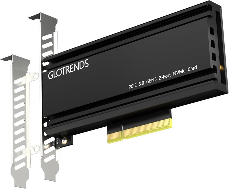 GLOTRENDS PA52L Dual M.2 NVMe to PCIe 5.0 X8 Adapter Without PCIe Bifurcation, Setup Soft M.2 NVMe RAID via OS Tool (PCIe Bifurcation Motherboard is Required) - Image 1